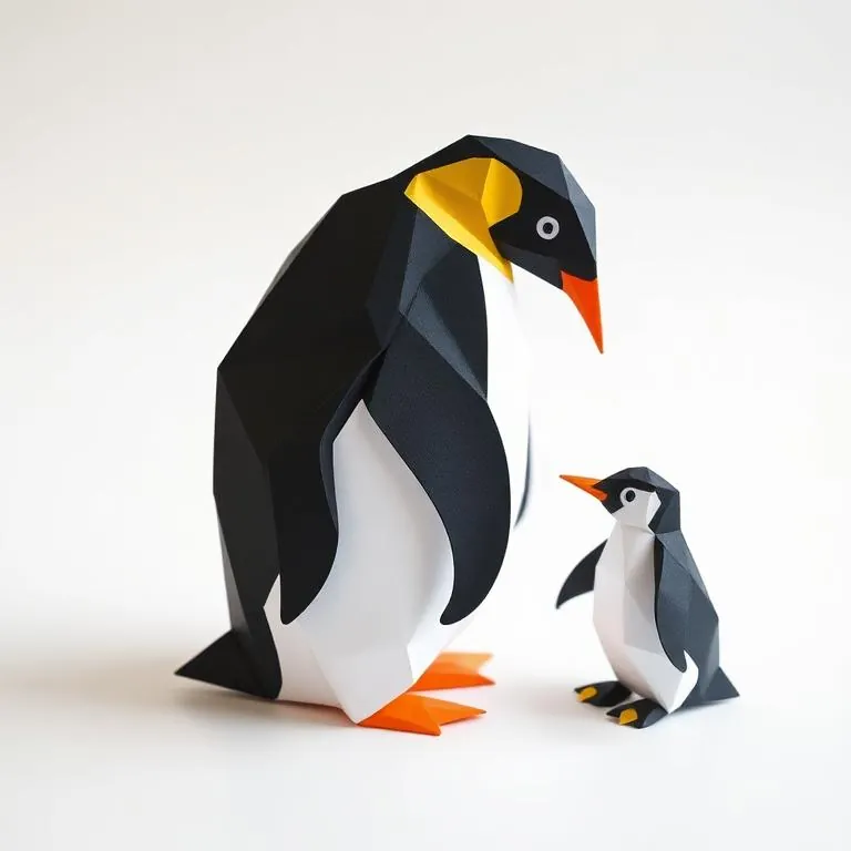 Exemplo de montagem: pinguins low poly
